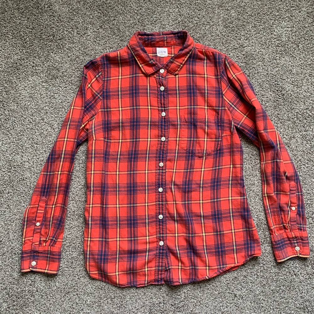 JCrew Orange Plaid Flannel Shirt
